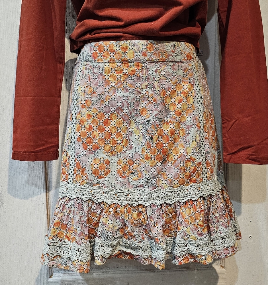NWT SAM EDELMAN COURTNEY FLORAL COTTON EYELET MINISKIRT